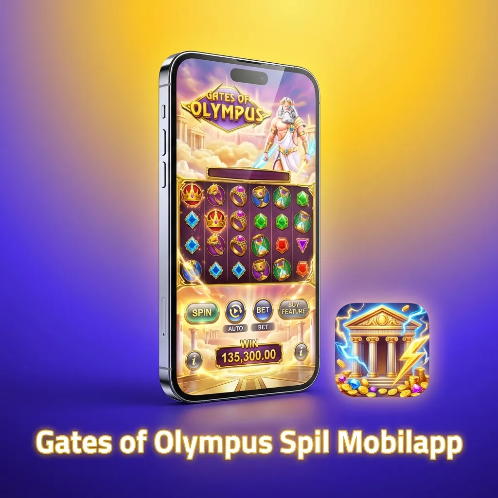 Mobile phone displaying Gates of Olympus slot game app with login and gameplay features on screen
