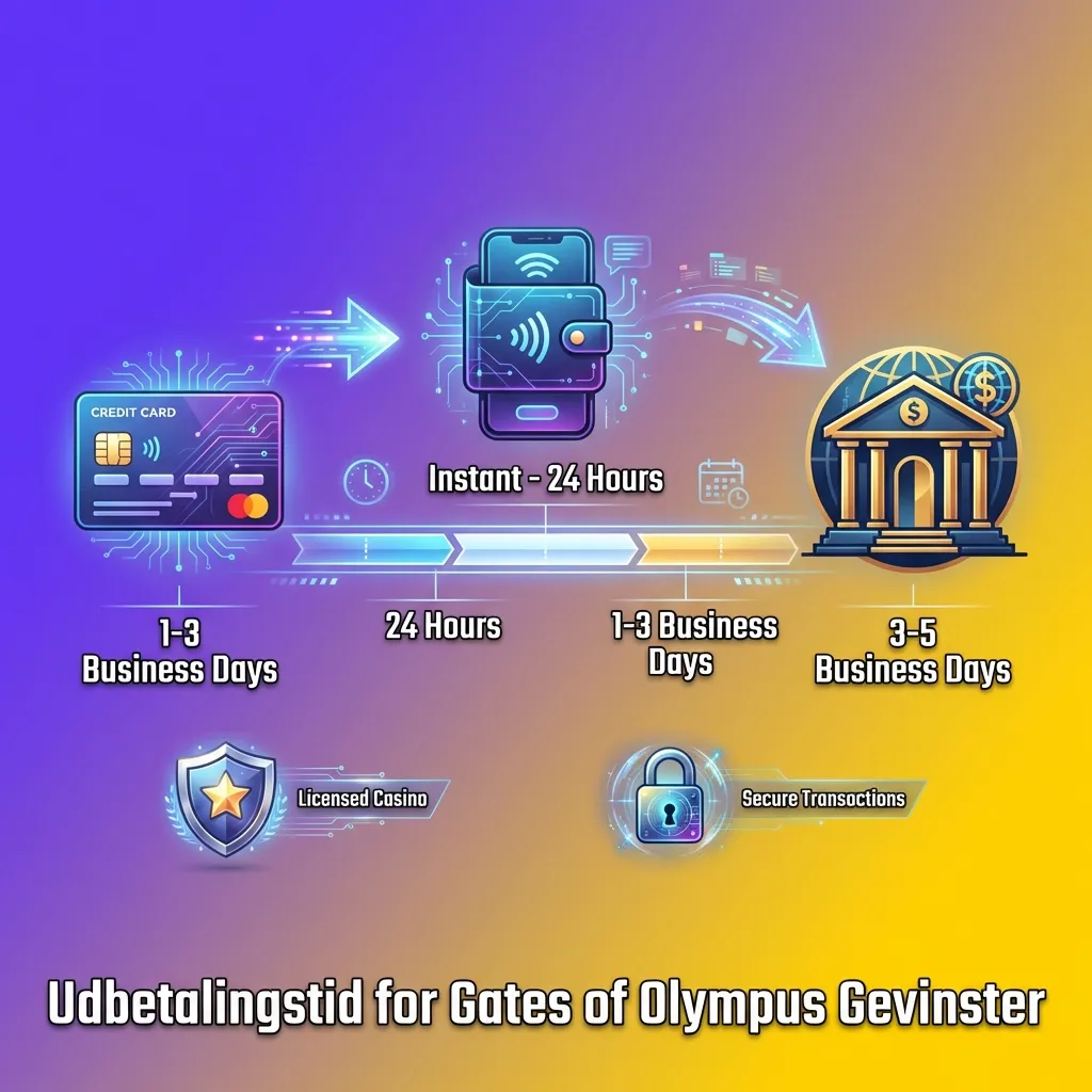 Gates of Olympus slot game gevinster udbetaling tidsramme med forskellige betalingsmetoder illustreret